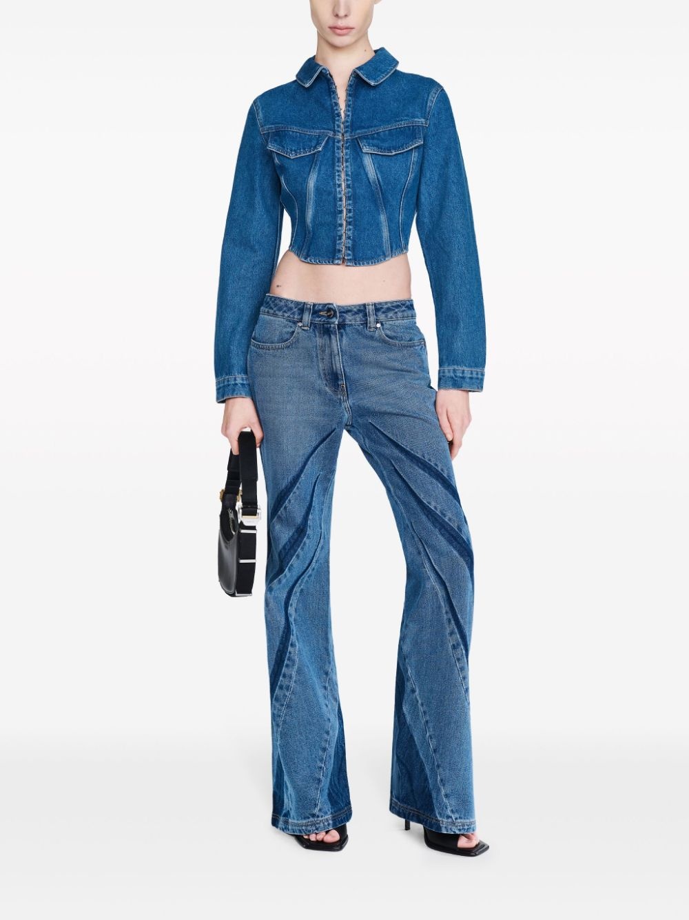 darted bootcut jeans - 3