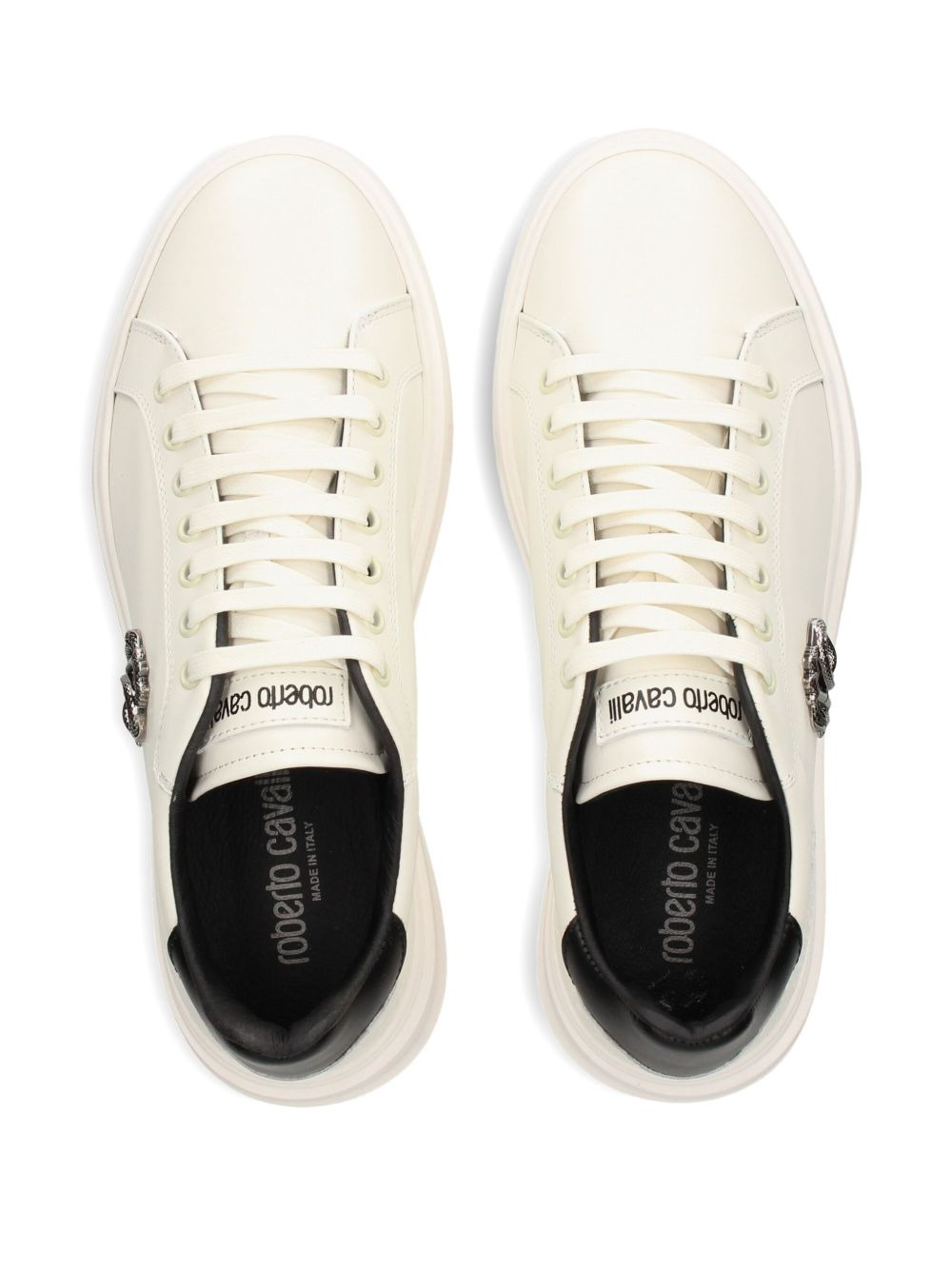 logo-plaque snakeskin sneakers - 3