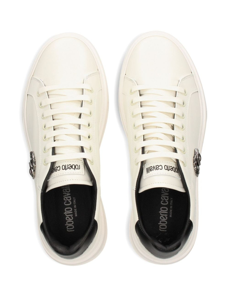 logo-plaque snakeskin sneakers 3