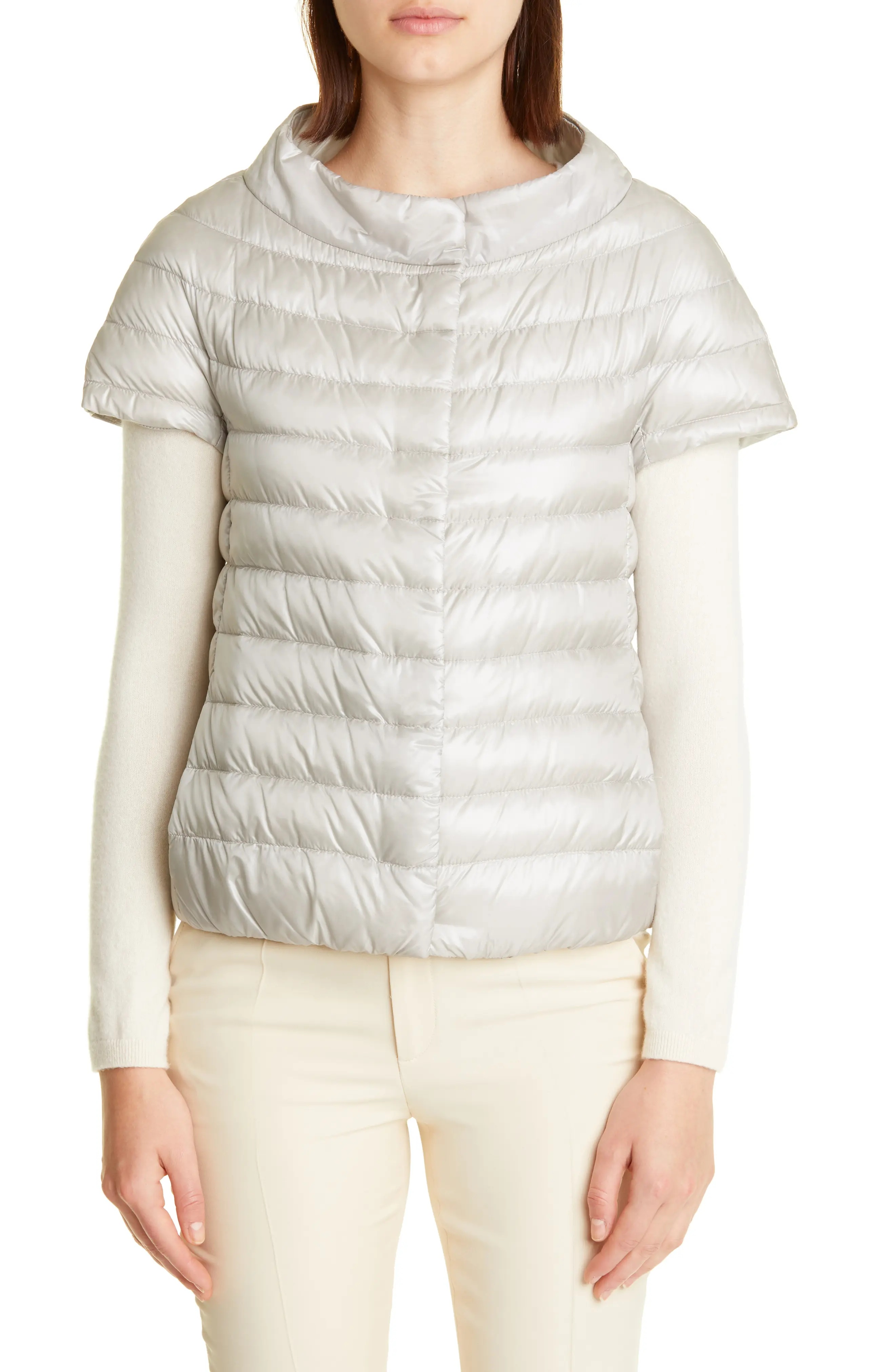 Emilia Cap Sleeve Quilted Down Jacket in 9402 /Silver - 1