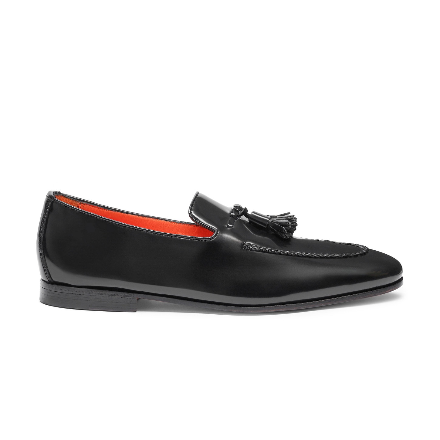 Men's black leather tassel loafer - 1