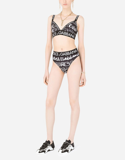 Dolce & Gabbana Jersey triangle bra with DG graffiti print and branded elastic outlook