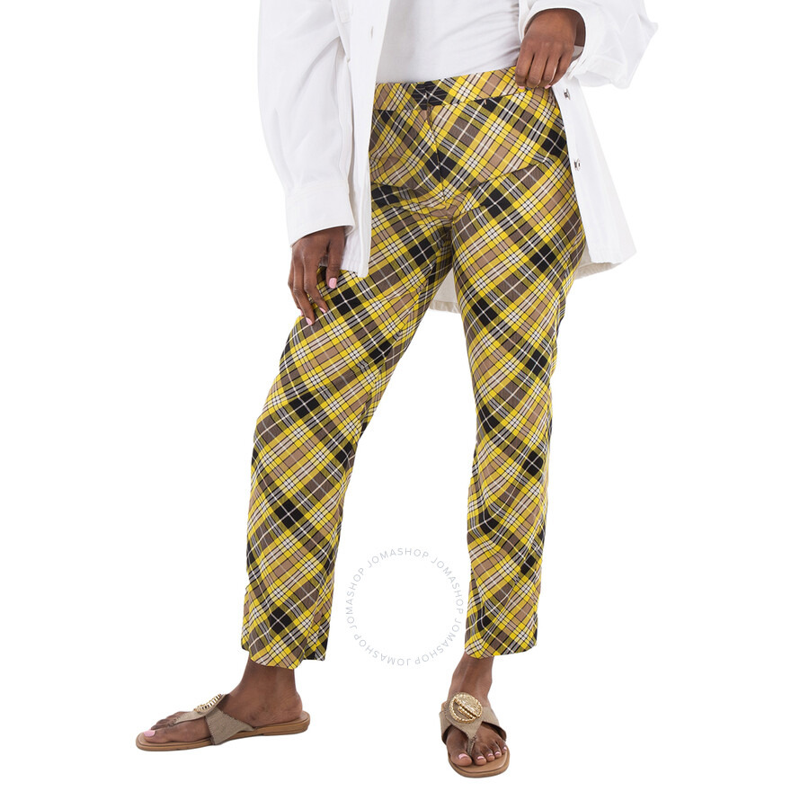 Burberry Cropped Check Technical Wool Tailored Trousers - 2