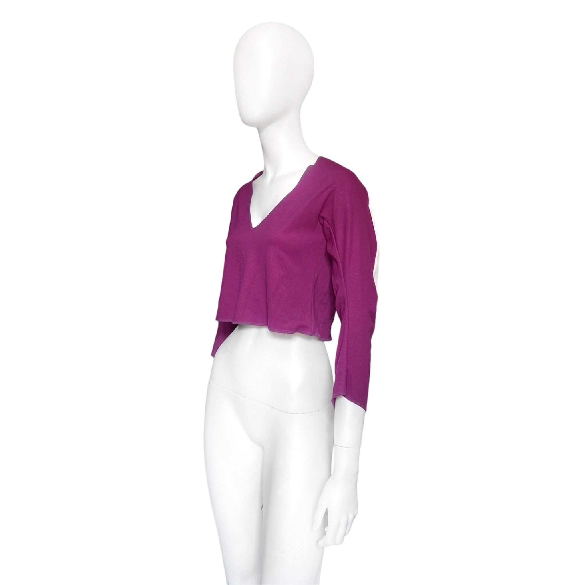 Junya Watanabe fall 1993 purple crop top with white stripe knot S - 2