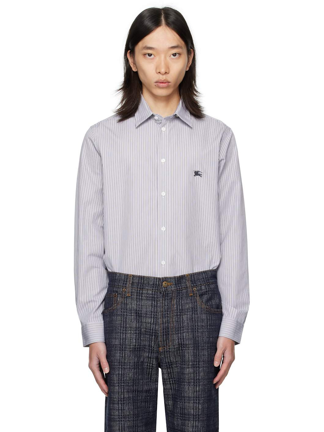 Black & White Striped Cotton Shirt - 1