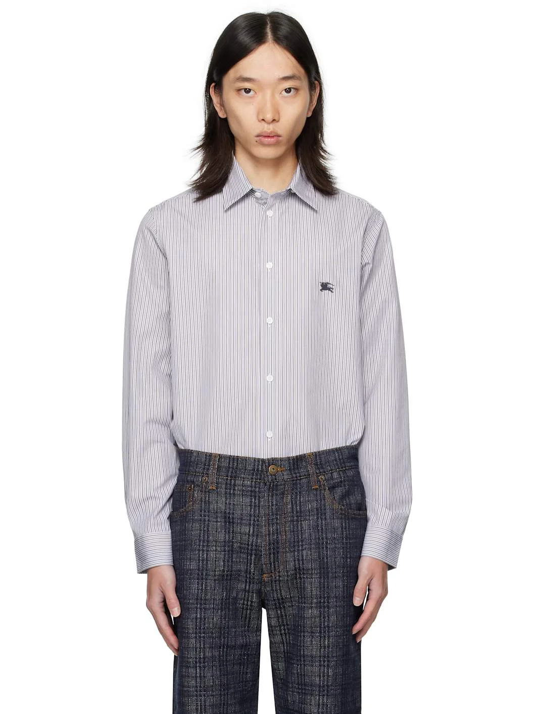 Black & White Striped Cotton Shirt - 1