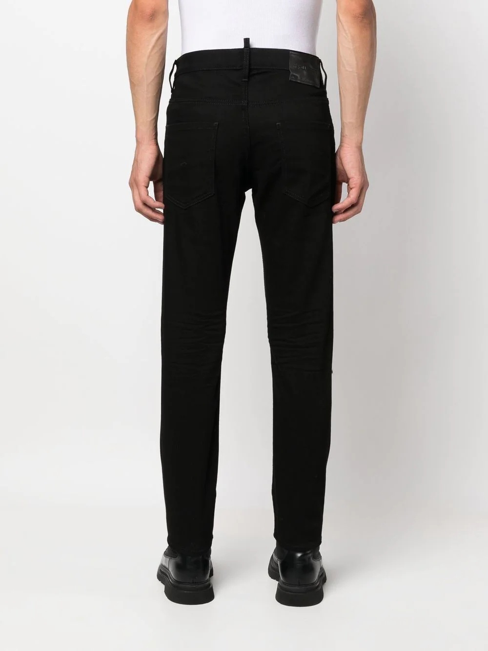 logo-patch slim-cut trousers - 4