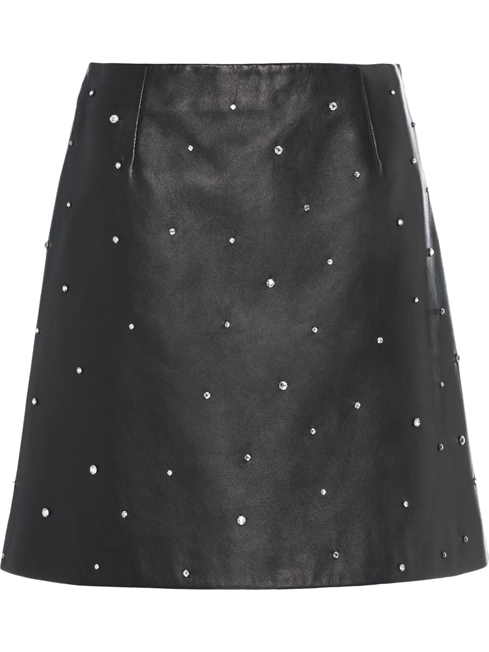 crystal-embellished leather skirt - 1