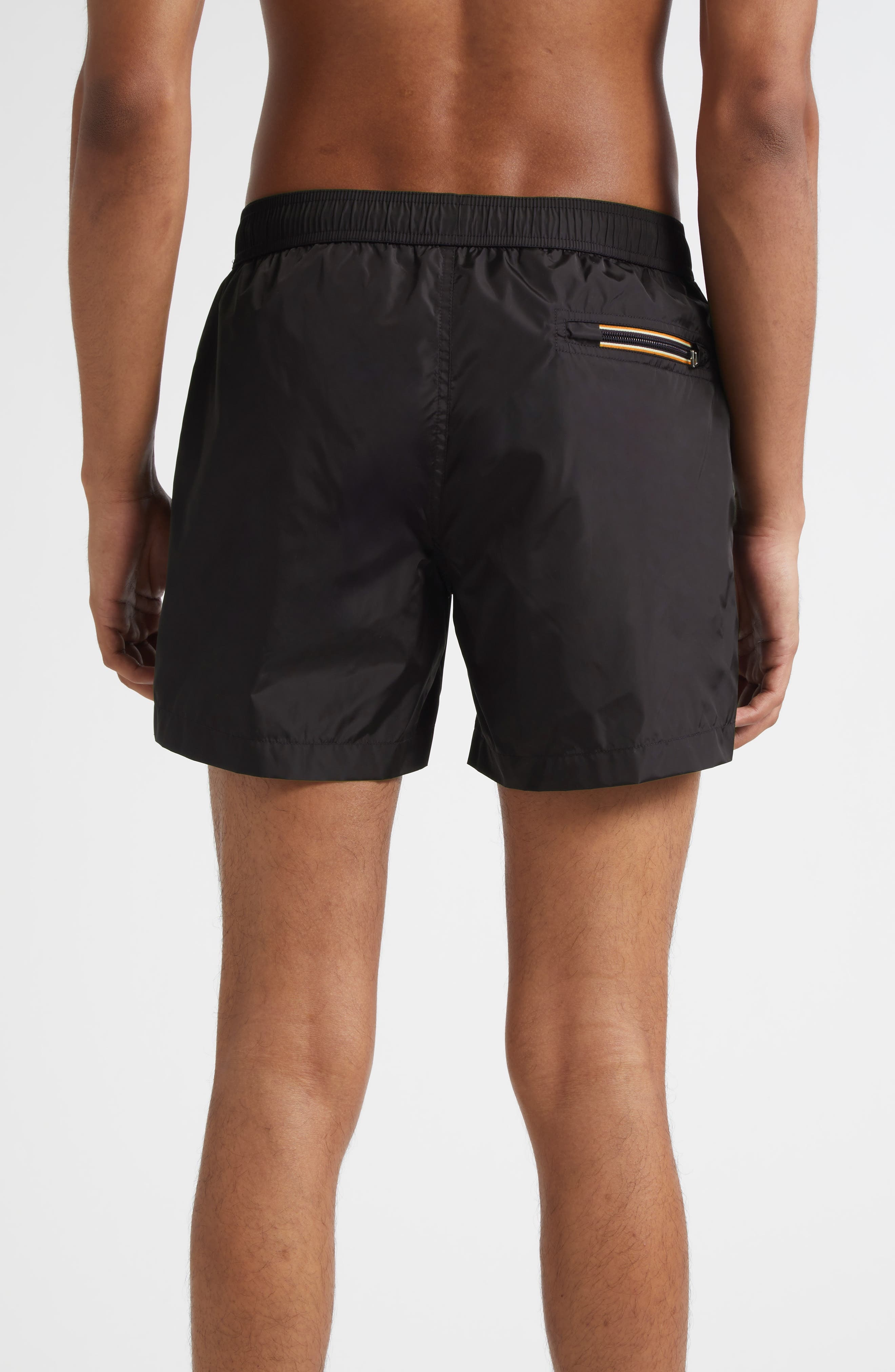 Moncler Logo Patch Swim Trunks in Black at Nordstrom - 3