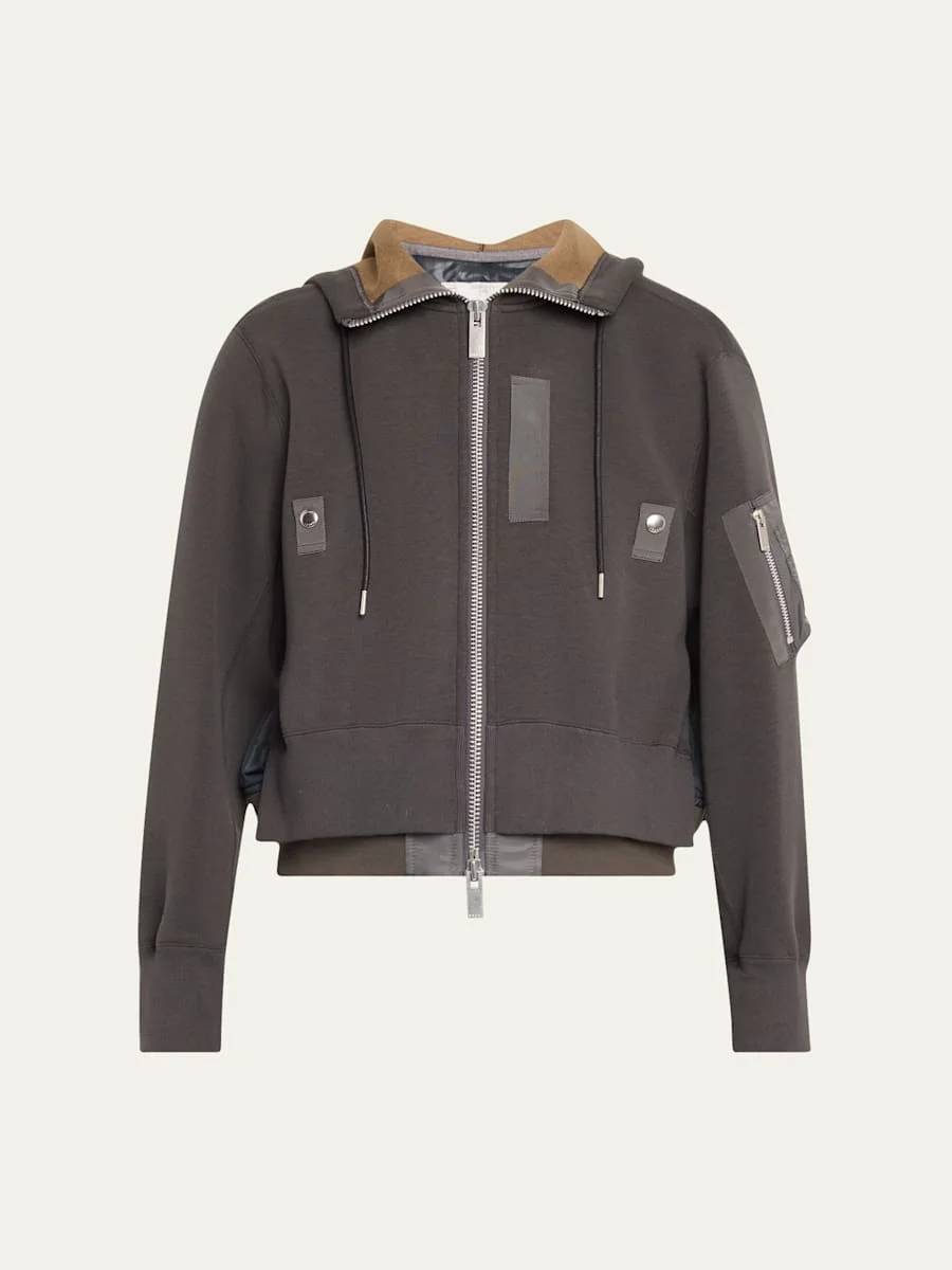 Hybrid Zip-Up Drawstring Hooded Jacket - 1