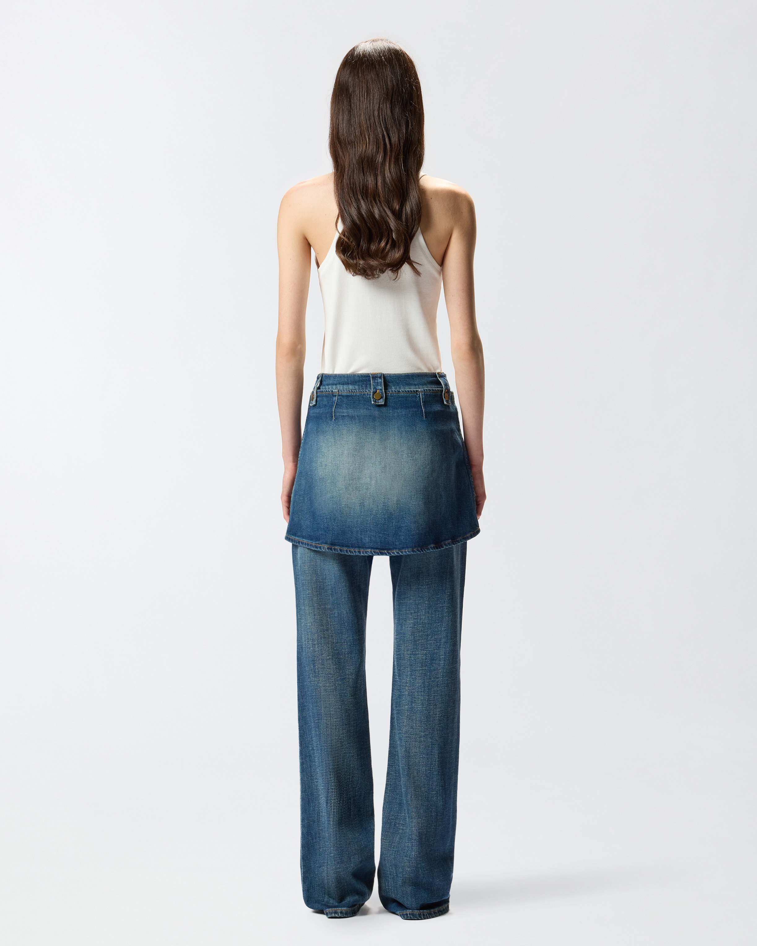 FLARED JEANS WITH REMOVABLE MINISKIRT - 4