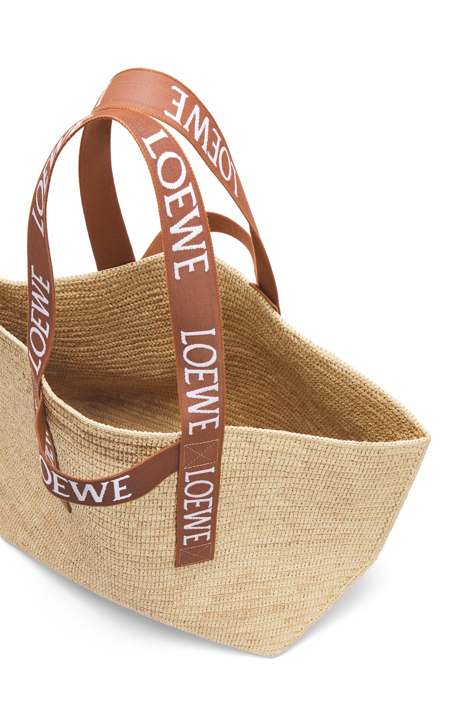 Loewe Fold Raffia Shopper Tote Bag Natural/Tan