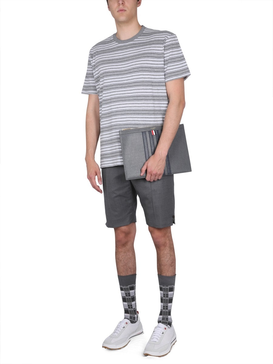 Tシャツ・カットソー THOM BROWNE SS23 STRIPED T-SHIRT (MJS212A_J0061982) Thom Browne SS T-shirt MJS246A.07323-055 LT GREY | IlDuomo