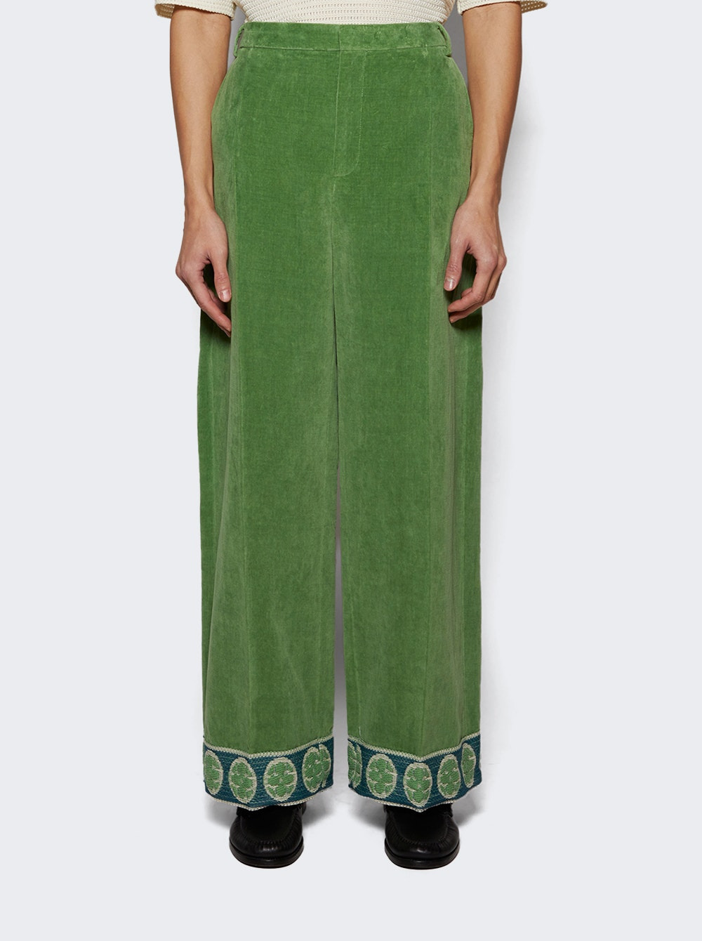 Washed Velvet Trousers Laurel Green - 3