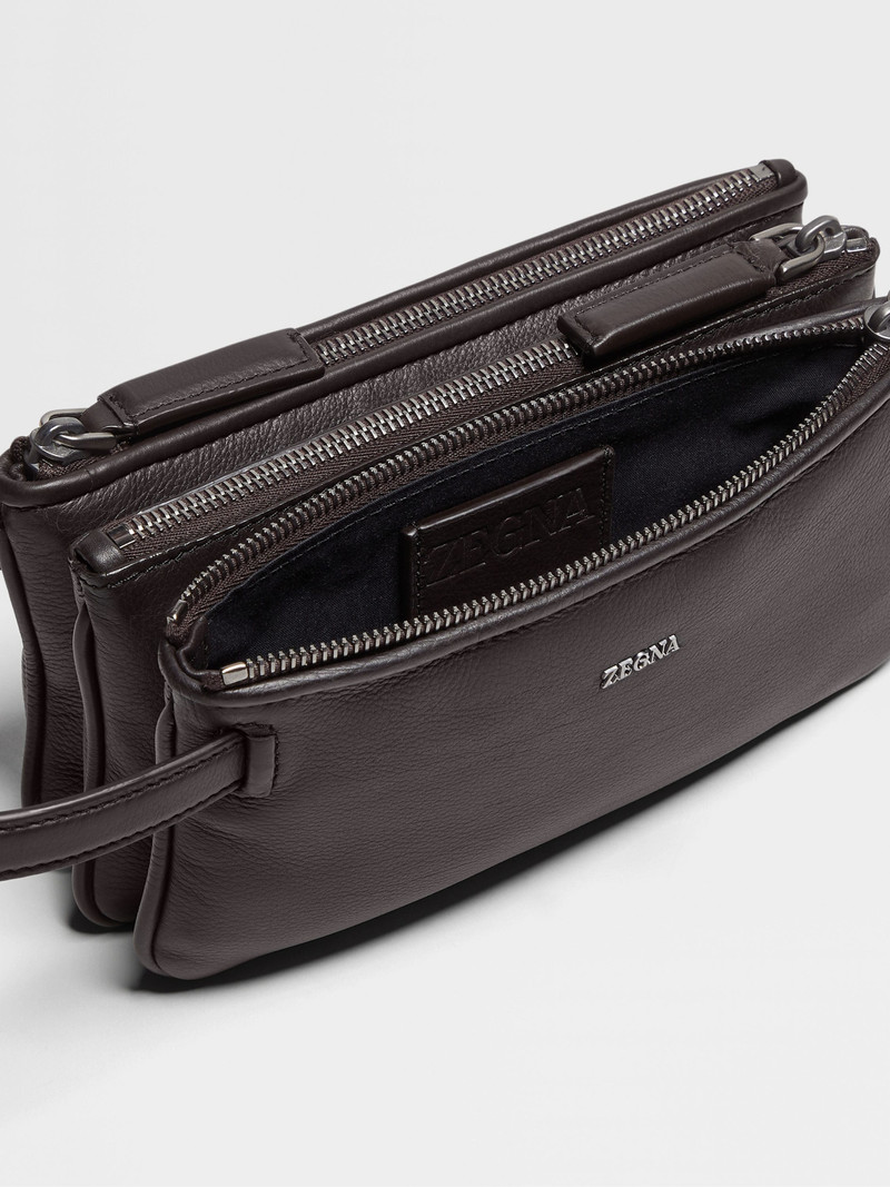 ZEGNA DARK BROWN SECONDSKIN POUCH outlook