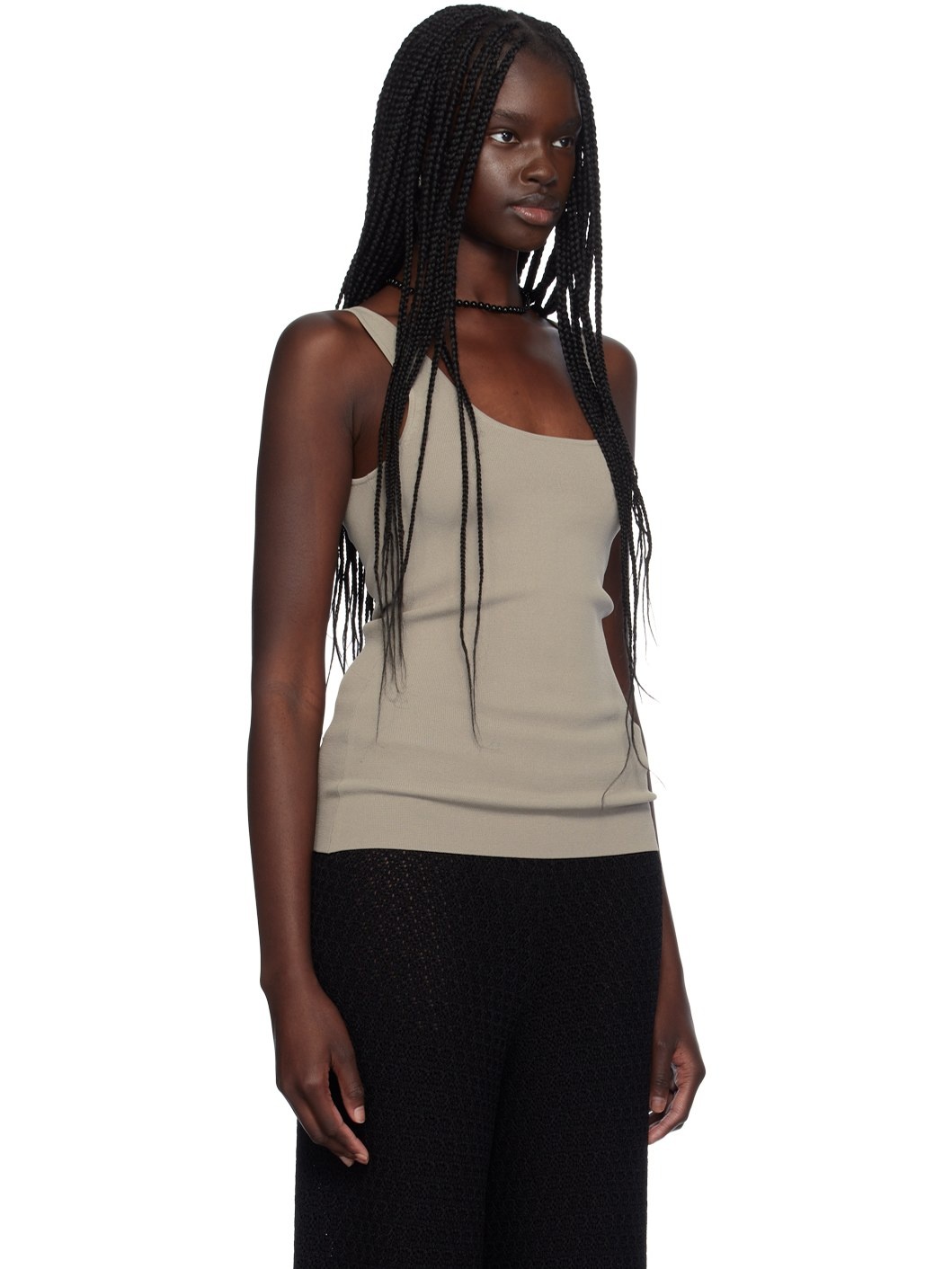 Taupe Scoop Neck Tank Top - 2