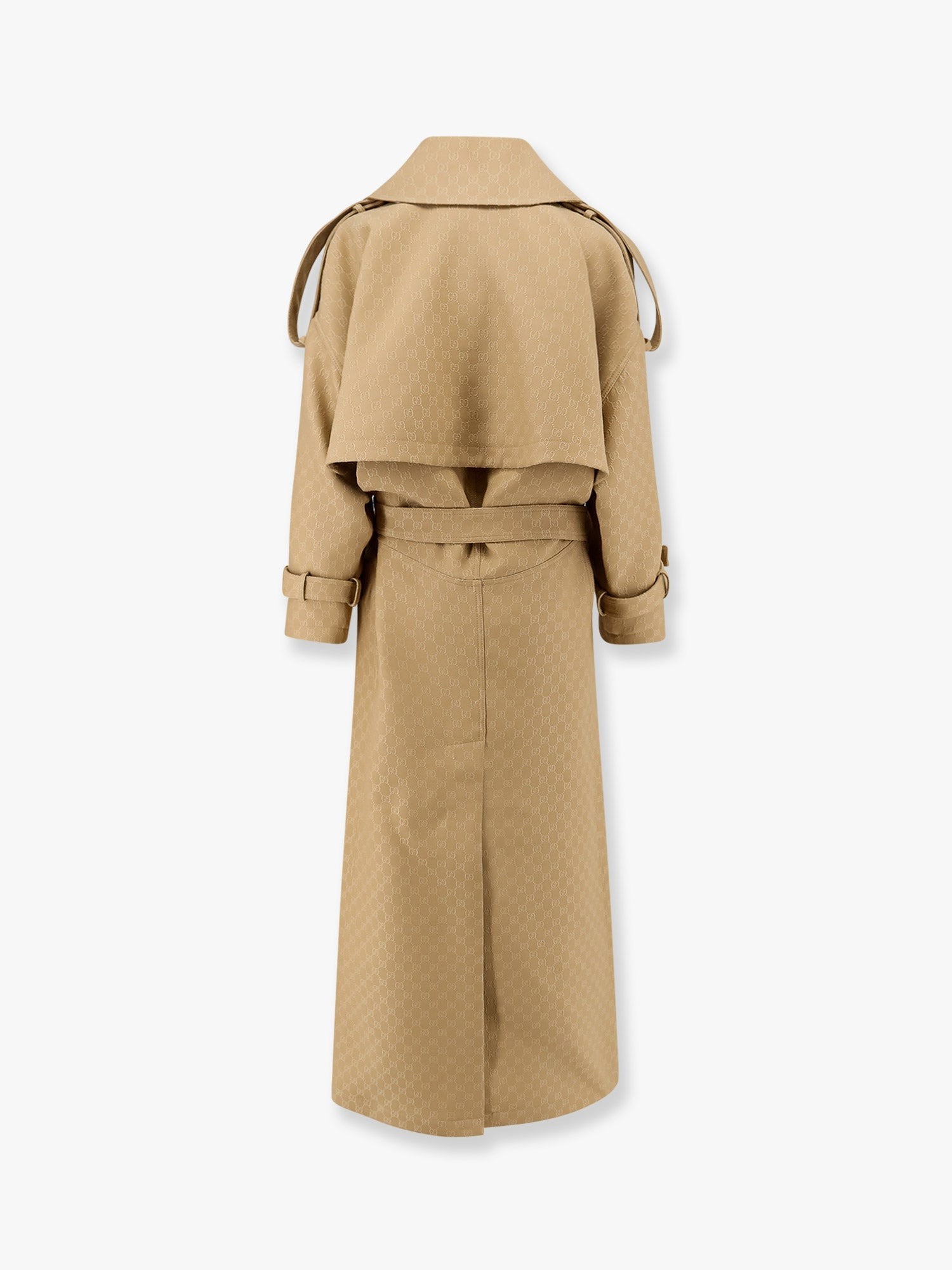 Gucci Wool And Silk Crepe Coat With All-Over Gg Motif - 4