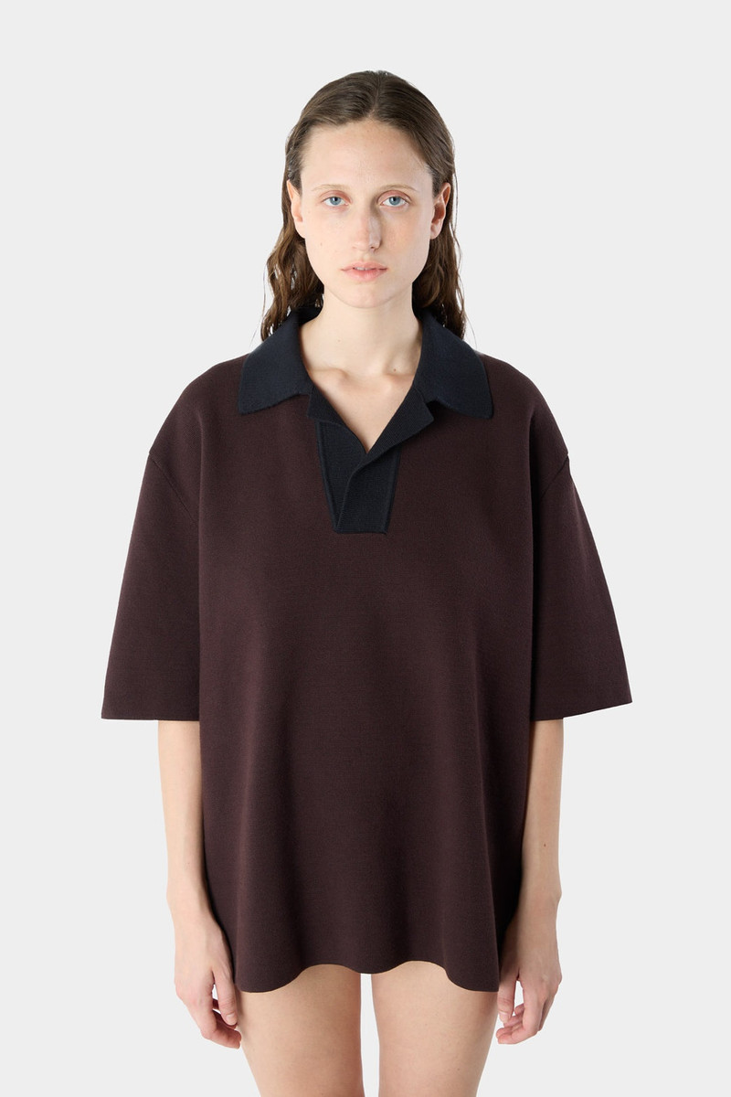KNITTED POLO / moka brown 3