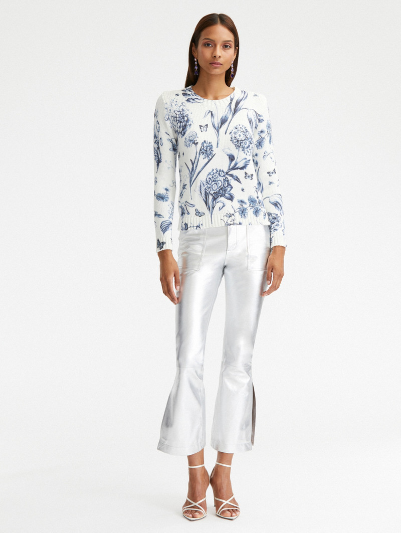 Oscar de la Renta FLORAL TOILE PRINTED COTTON PULLOVER outlook