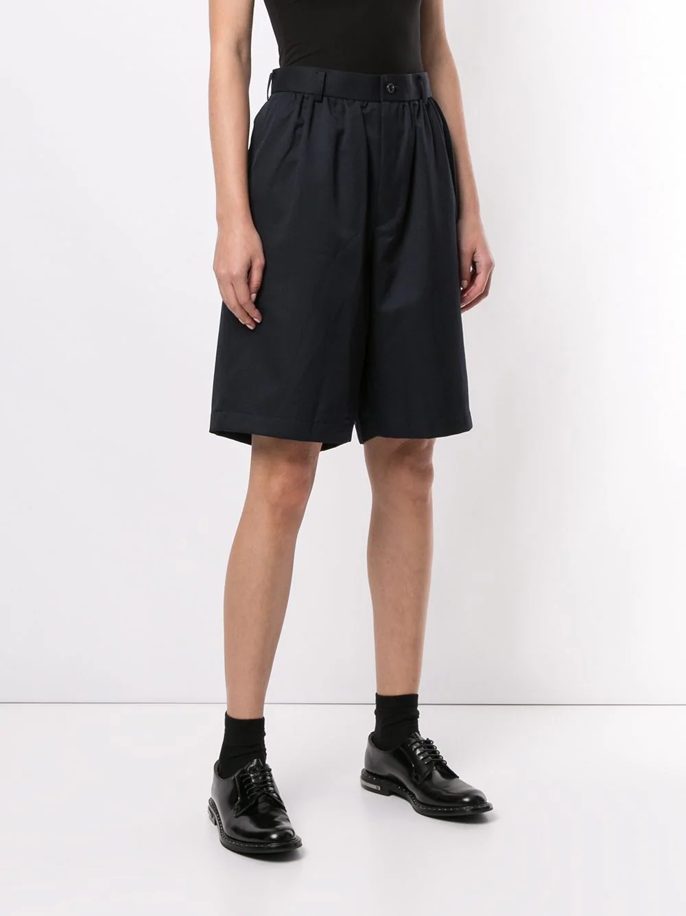 gathered waist knee-length shorts - 3