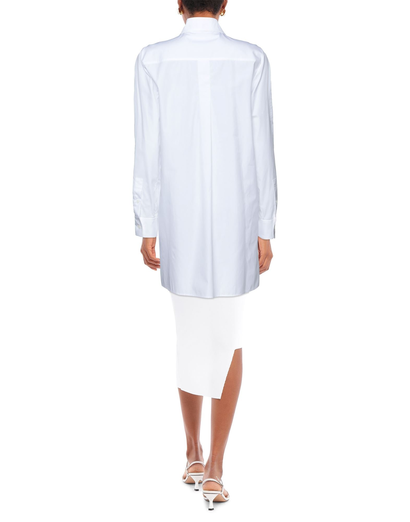 White Women's Solid Color Shirts & Blouses - 3