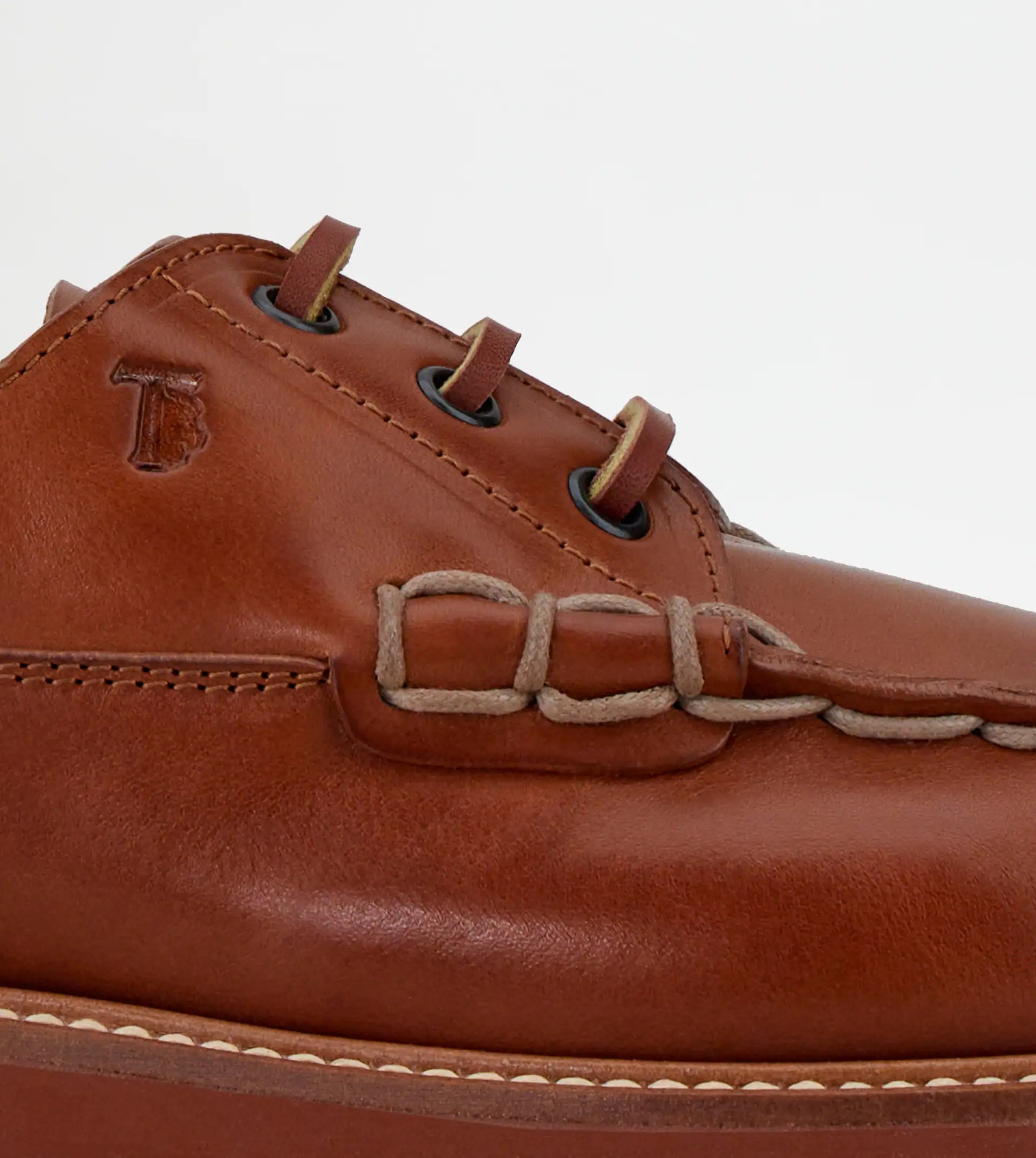 LACE-UPS IN LEATHER - BROWN - 7