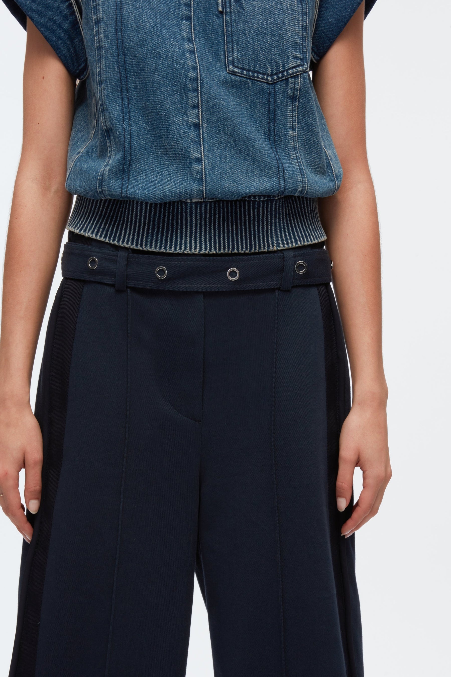 Belted Utility Pants With Panel Detail - 5