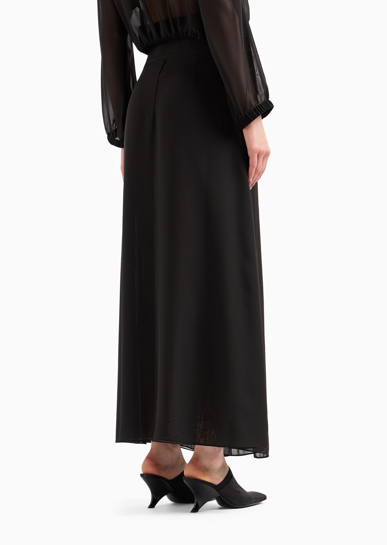 Panelled georgette long skirt with peplum - 3