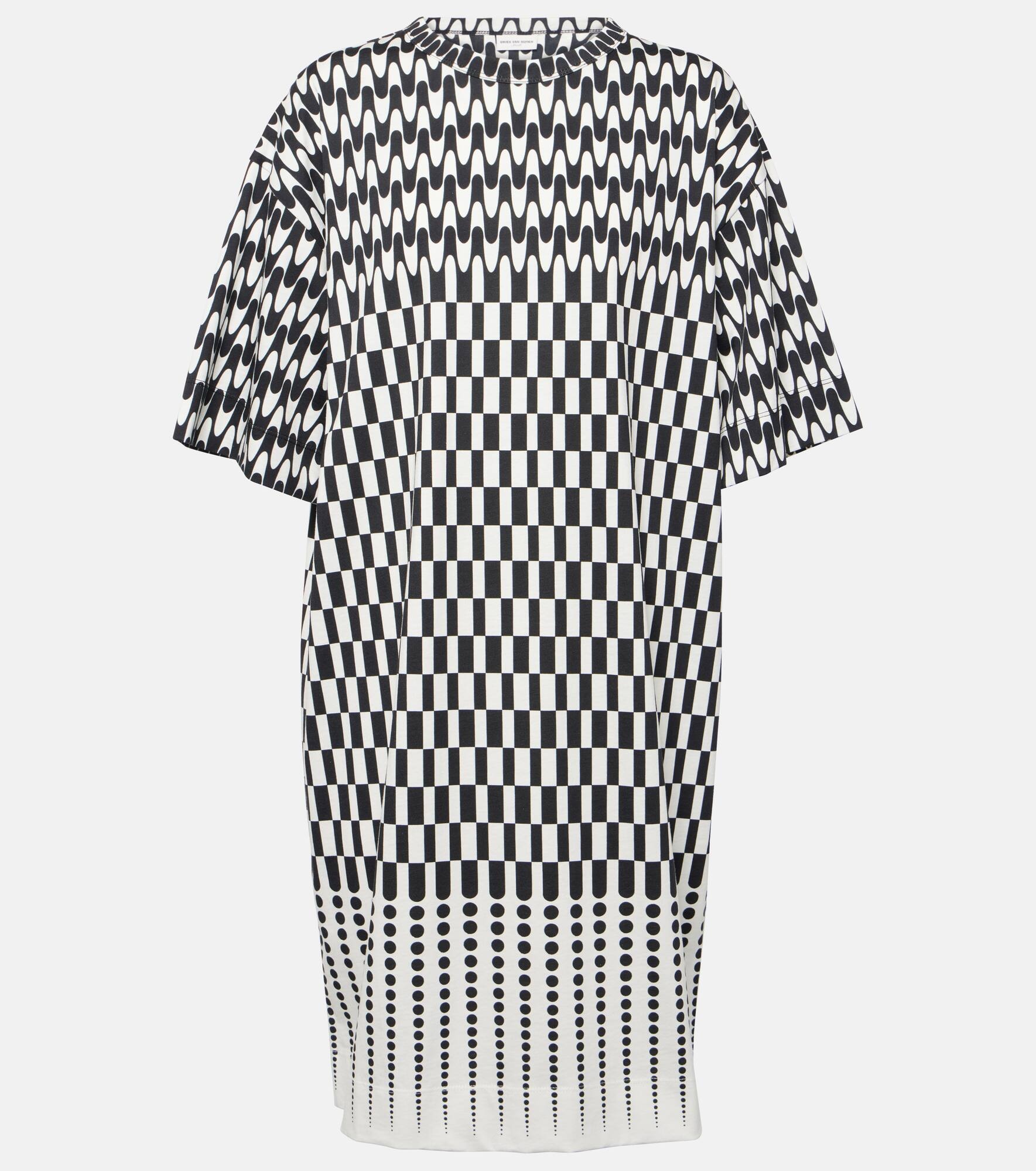 Checked cotton T-shirt dress - 1