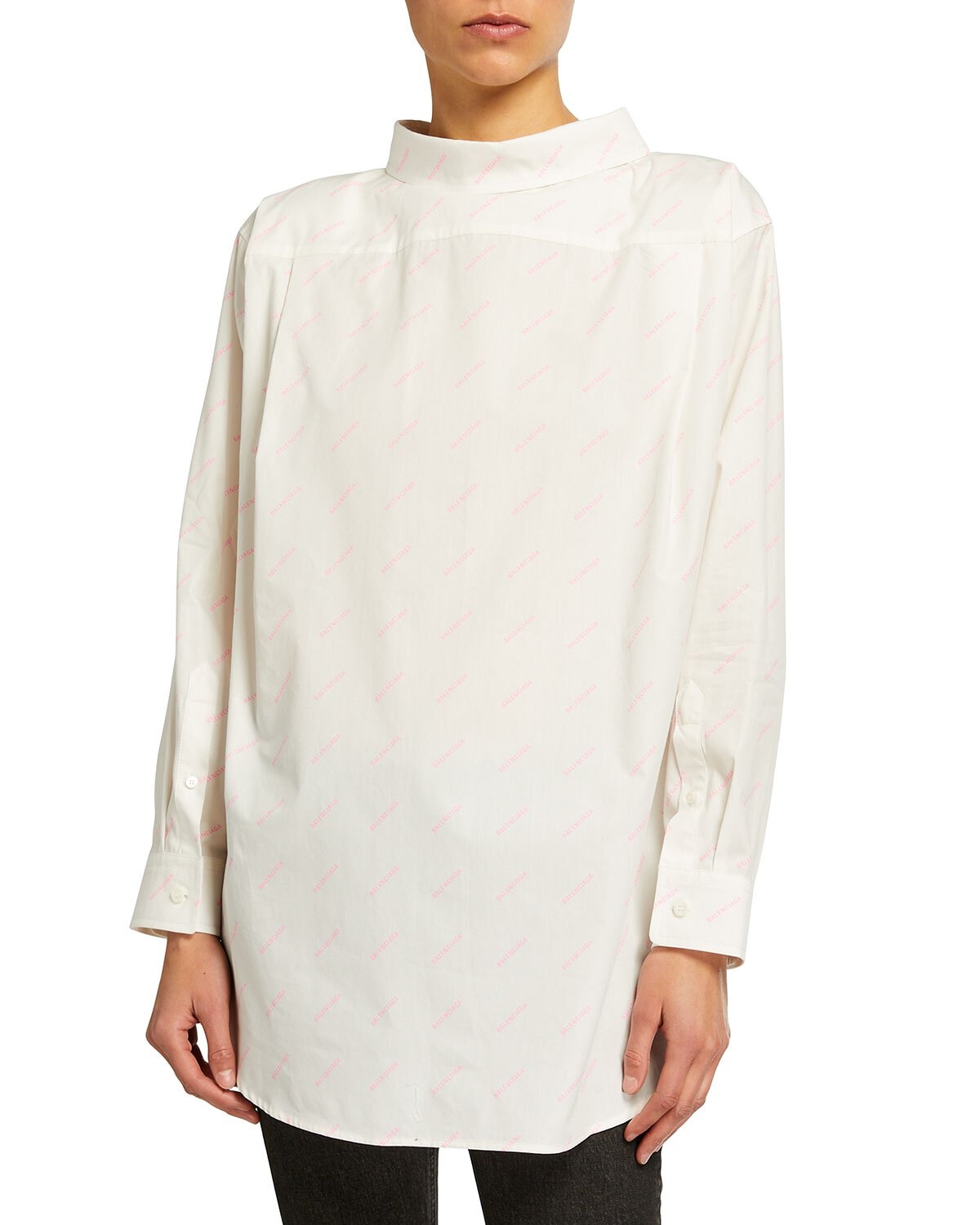 Balenciaga 2020 Demna Logo All-over Oversized Double-Back Shirt - 12