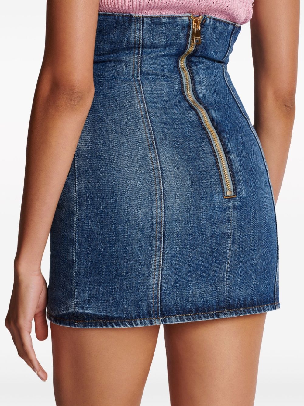 curved-waist denim miniskirt - 6