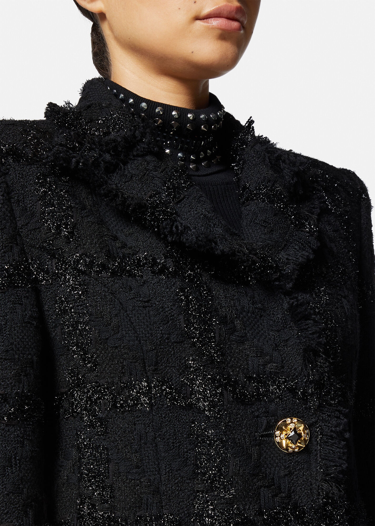Spiked Tweed Long Coat - 5