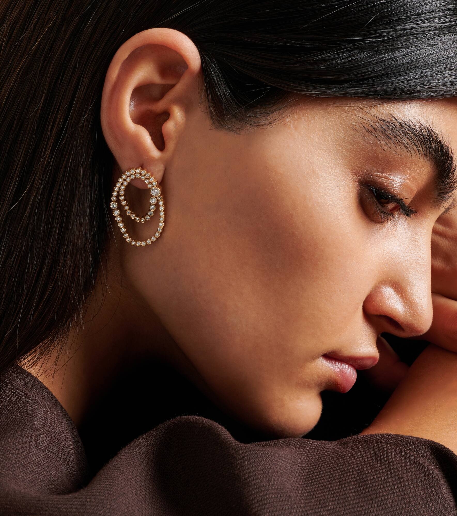 Embrassée de Diamant 18kt gold single earring with diamonds - 3