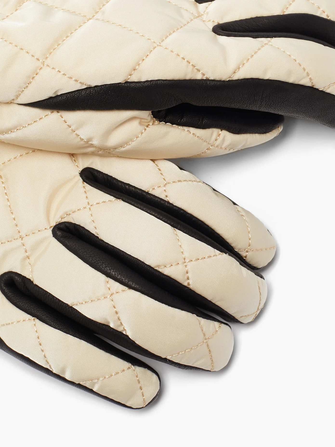 Cindy quilted soft-shell and leather gloves - 3