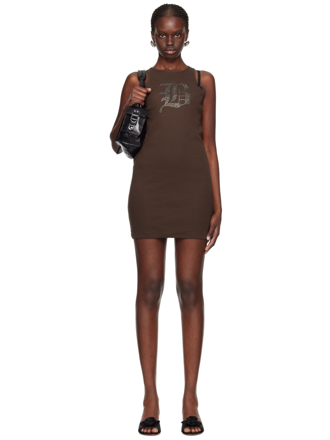 Brown Graphic Minidress - 1