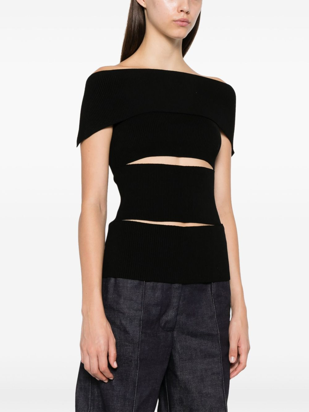cut-out off-shoulder top - 3