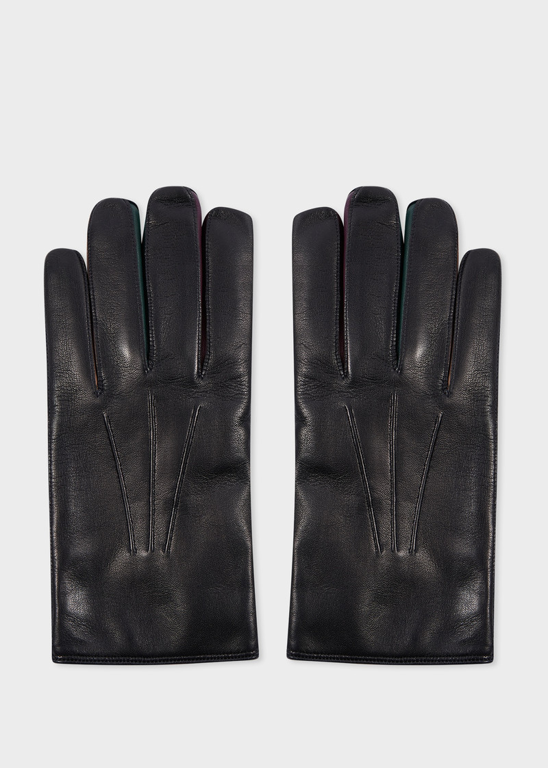 Navy Leather 'Concertina' Gloves - 1
