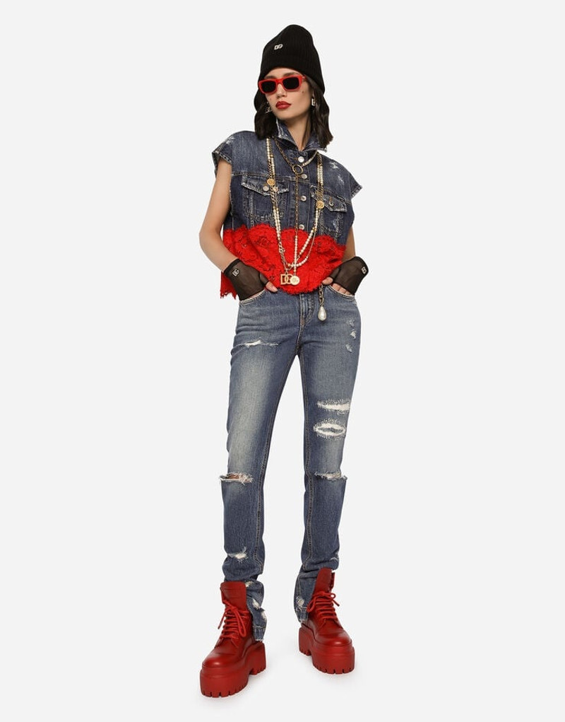 Dolce & Gabbana Denim vest with lace details outlook