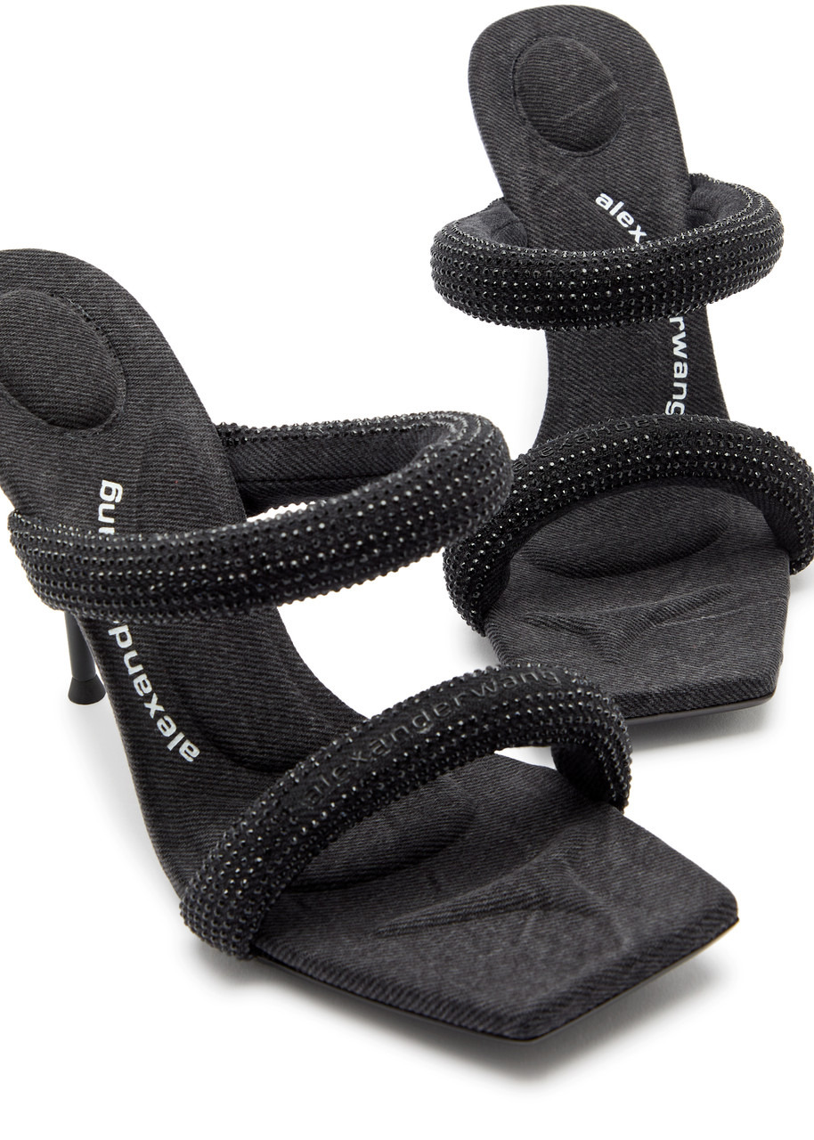 Alexander Wang Julie 105 Crystal-embellished Tubular Denim Sandals - 3