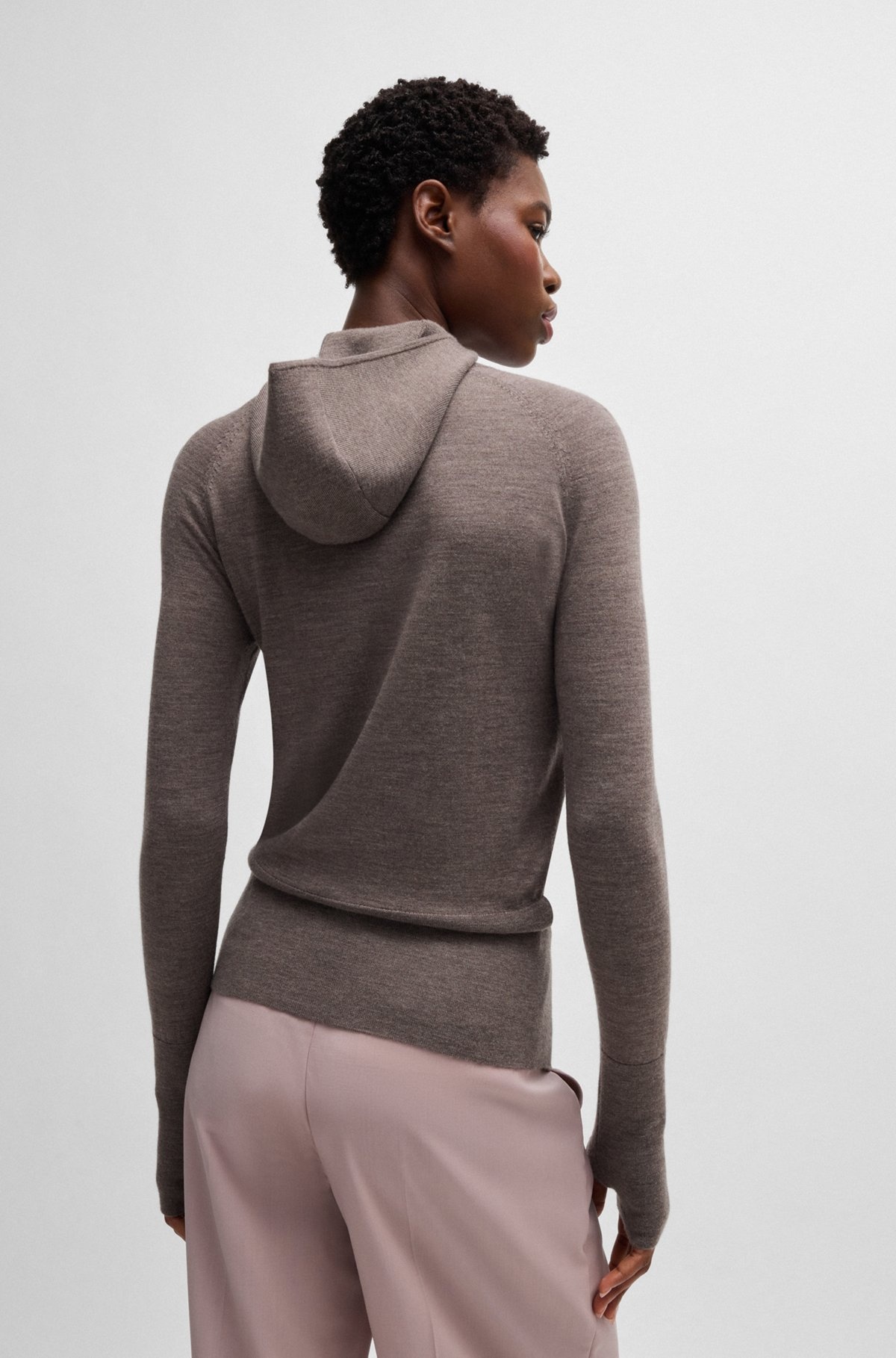 NAOMI X BOSS KNITTED HOODIE IN LIGHTWEIGHT MERINO WOOL - 4