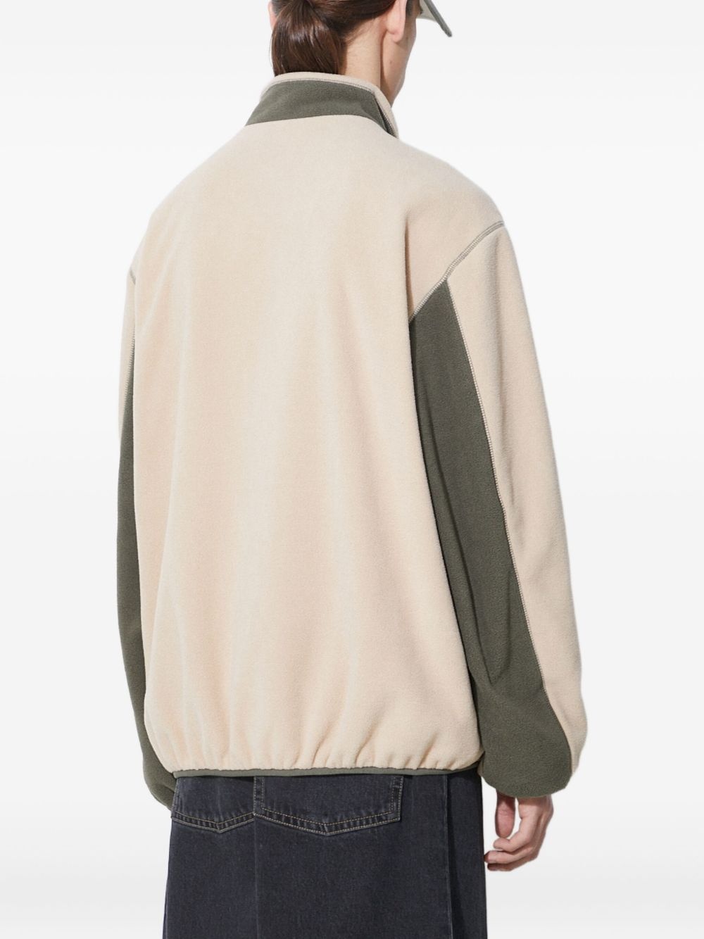 colour-block fleece jacket - 3