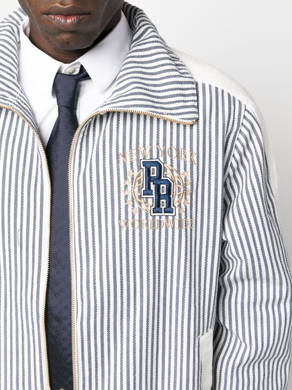 x Rhuigi logo-embroidered pinstripe jacket - 5