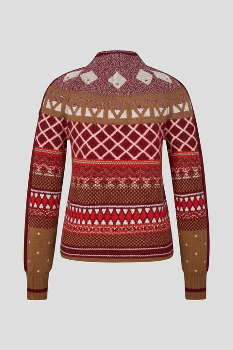 BOGNER Annette knit sweater in Red/Camel outlook