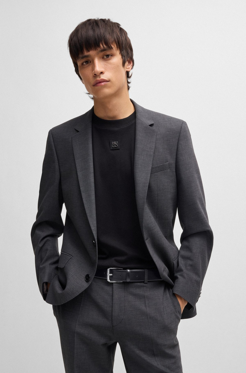 HUGO ITALIAN-LEATHER BELT WITH BRANDED BUCKLE outlook