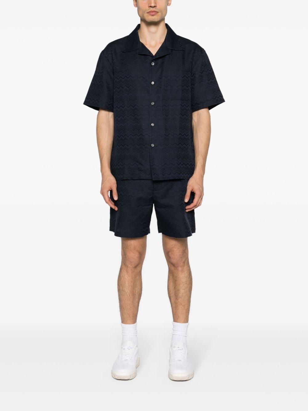 chevron-jacquard short-sleeve shirt - 2