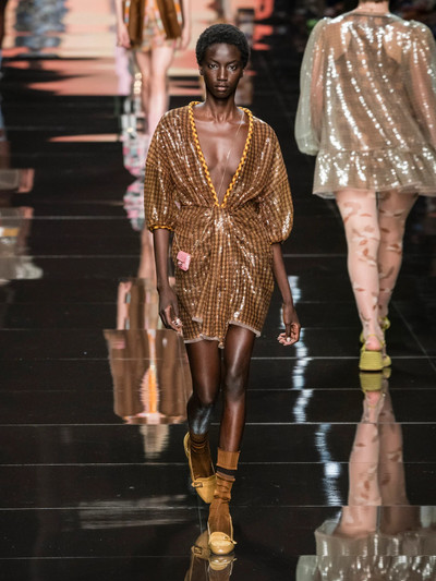 FENDI Sequinned plunge-neck mini dress outlook