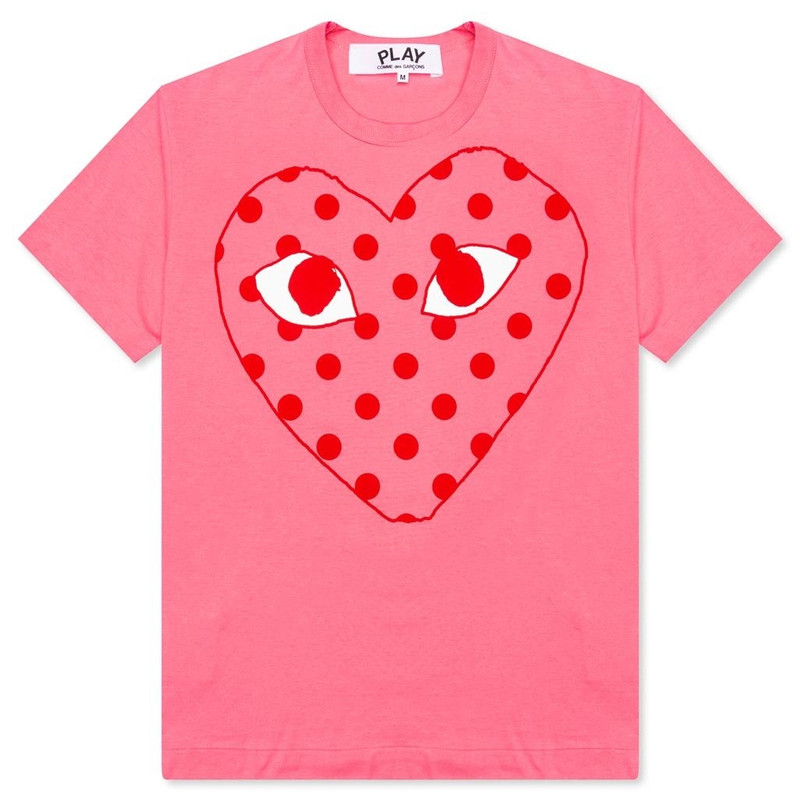 COMME DES GARCONS PLAY PASTELLE POLKA DOT LOGO T-SHIRT - PINK - 1