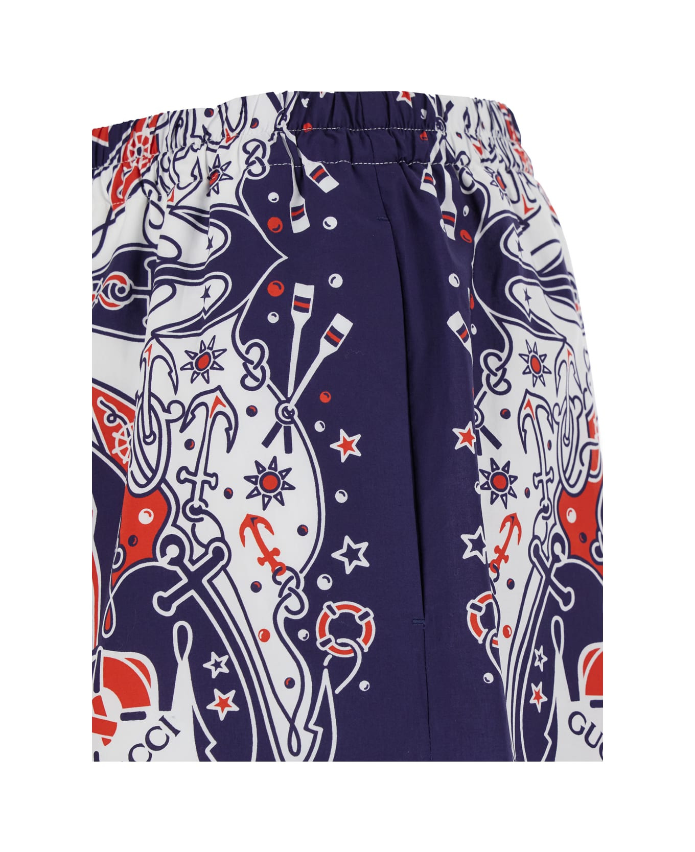 Blue Shorts With Gucci Bandana Print In Cotton Man - 3