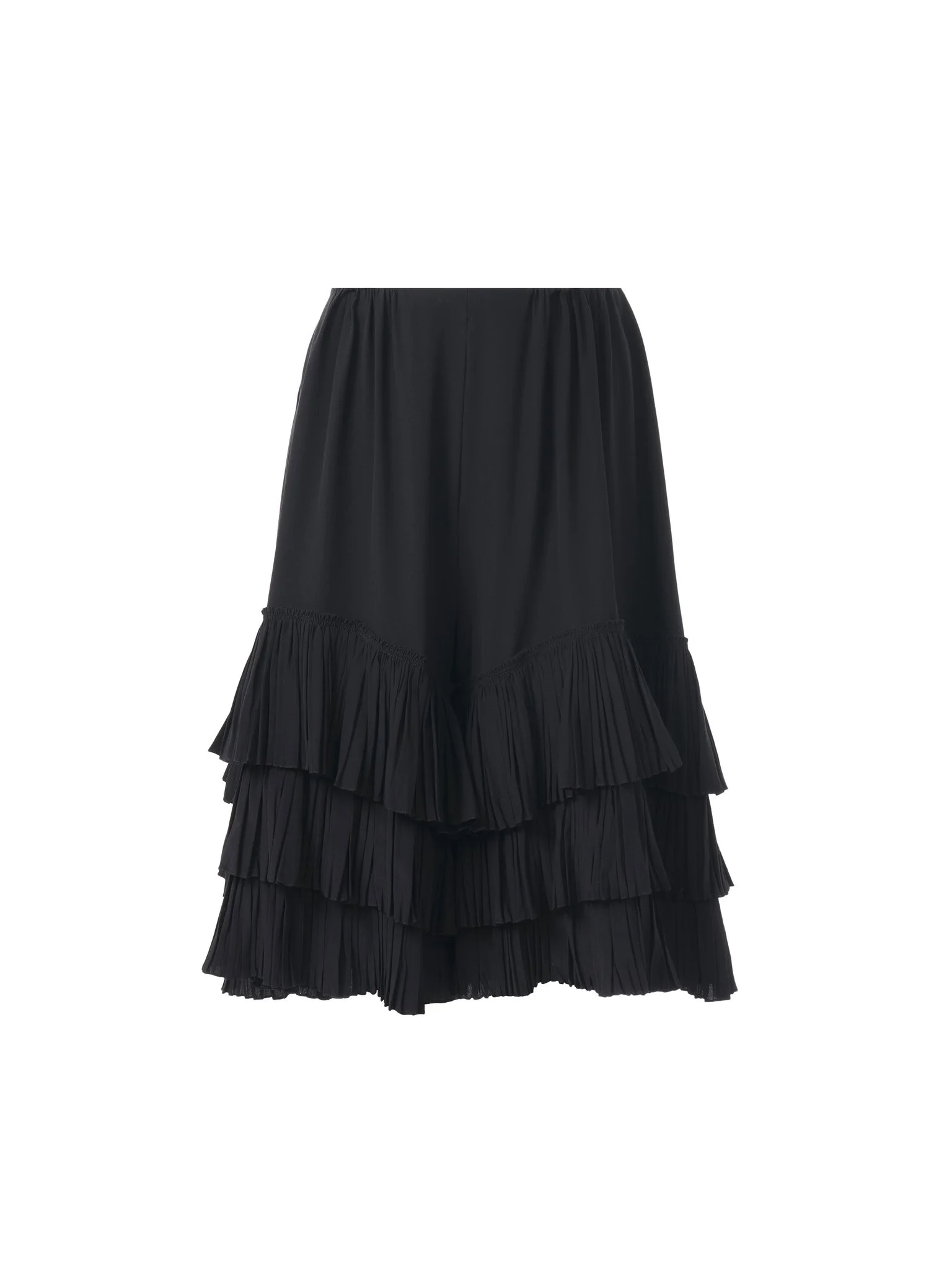 RUFFLED TIERED SHORTS IN CRÊPE DE CHINE - 1