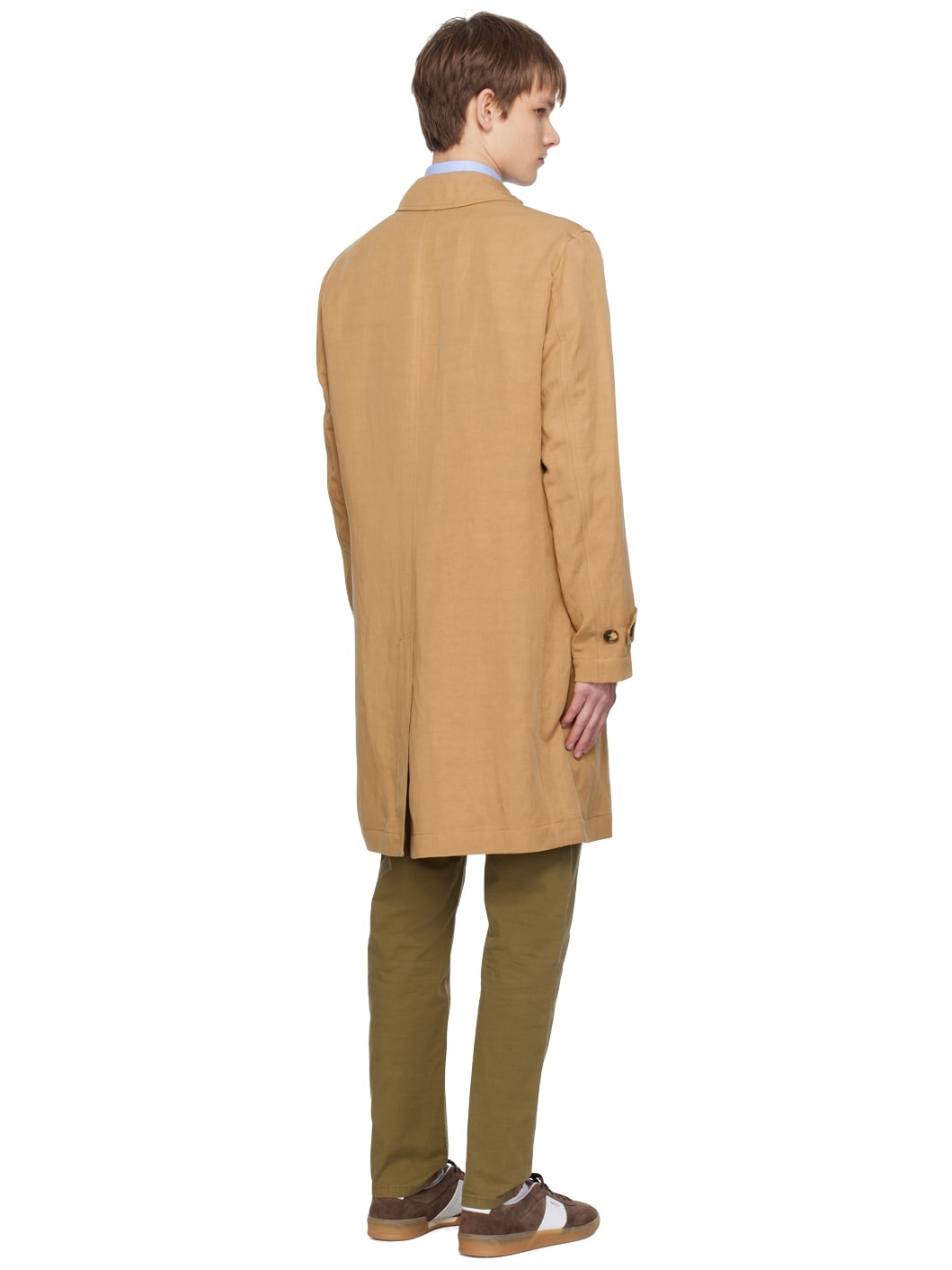 Tan Spread Collar Coat - 3